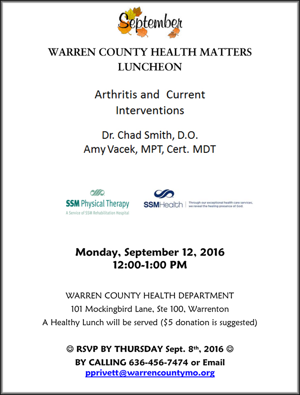 Read more about the article Warren County Health Matters Luncheon – SEPTEMBER 2016