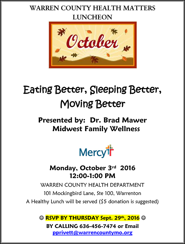 Read more about the article Warren County Health Matters Luncheon – OCTOBER 2016