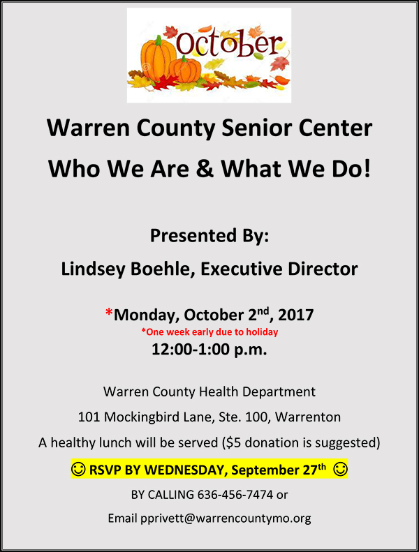 Read more about the article Warren County Health Matters Luncheon – OCTOBER 2017