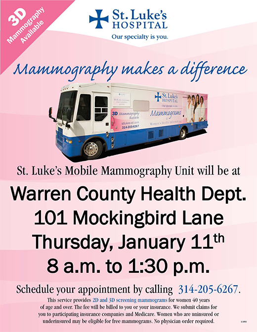 Read more about the article Mobile Mammography Unit – January 11th