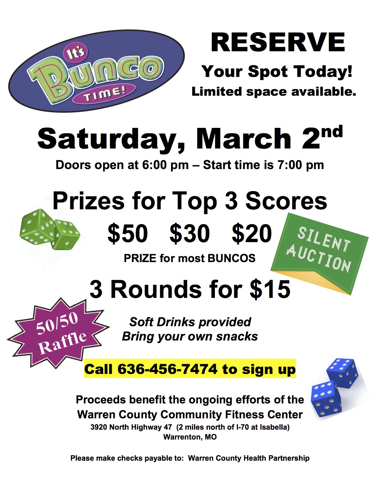 Read more about the article It’s Bunco Time! March 2nd, 2019