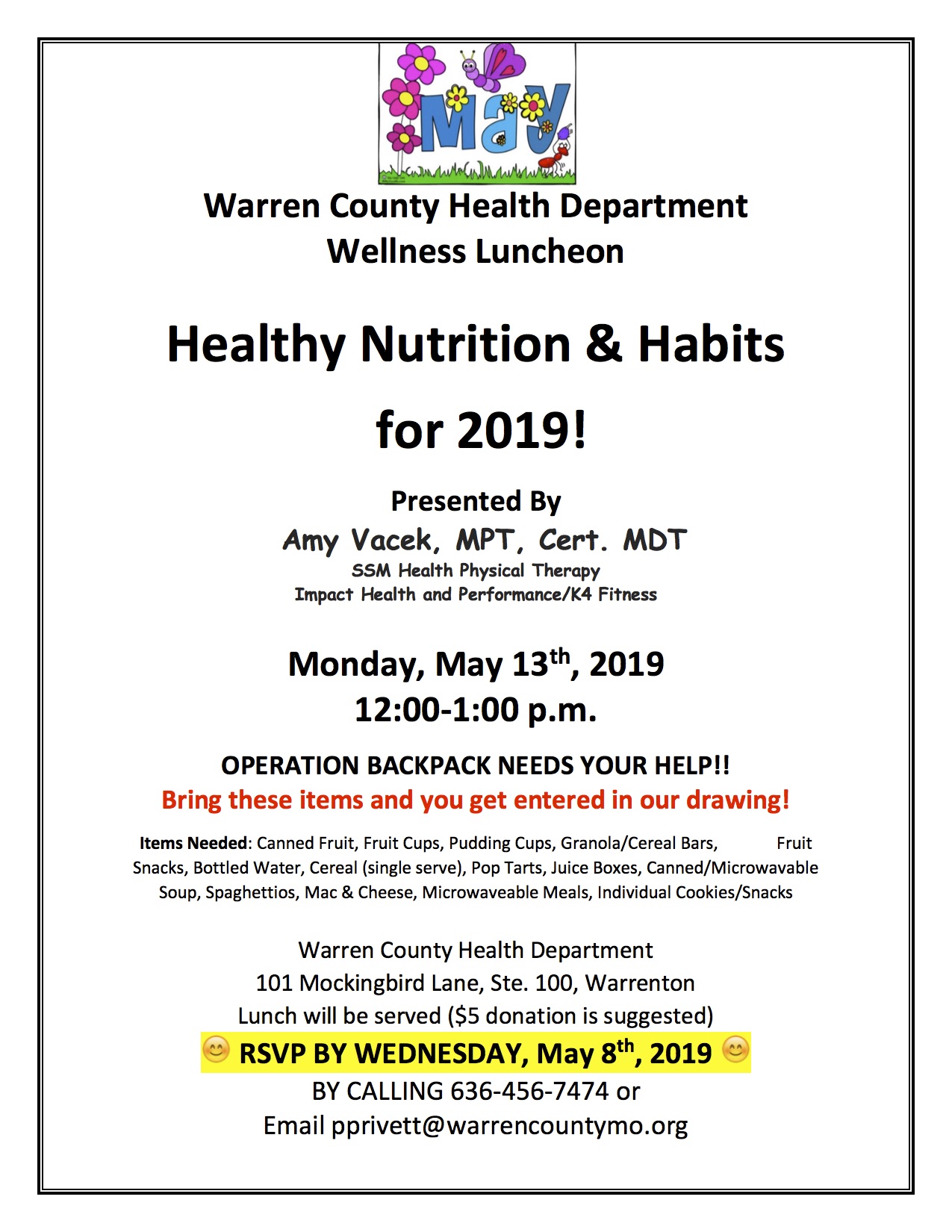 Read more about the article Warren County Health Department Wellness Luncheon May 2019