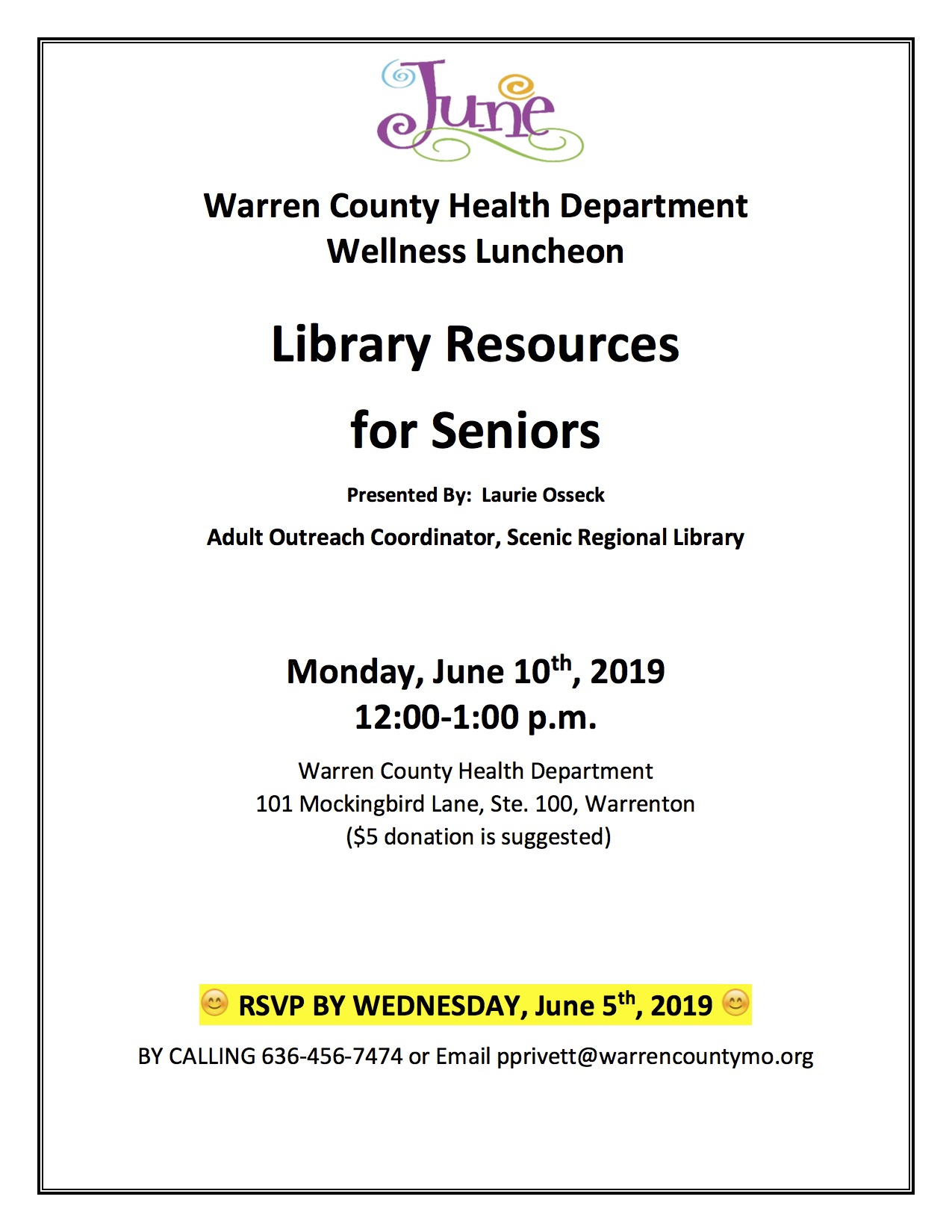 Read more about the article Warren County Health Department Wellness Luncheon June 2019