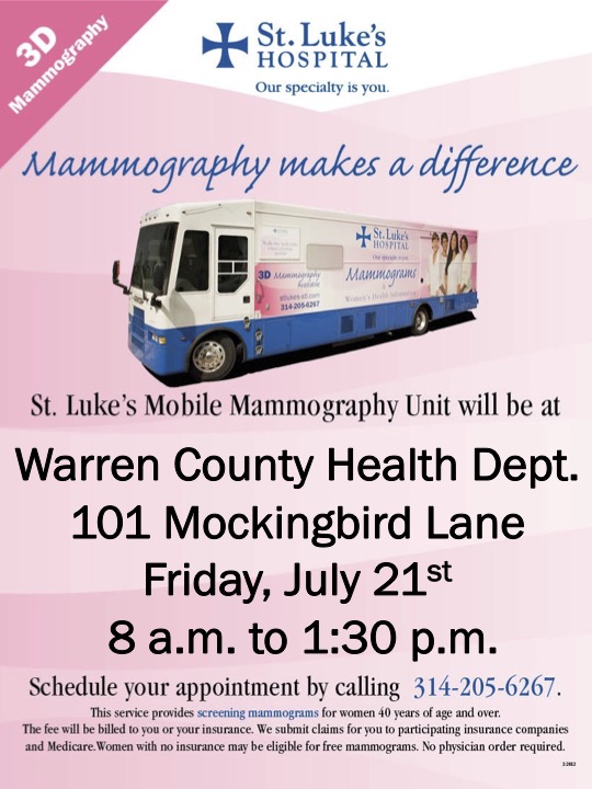 Read more about the article St. Luke’s Mobile Mammography Van – July 21st