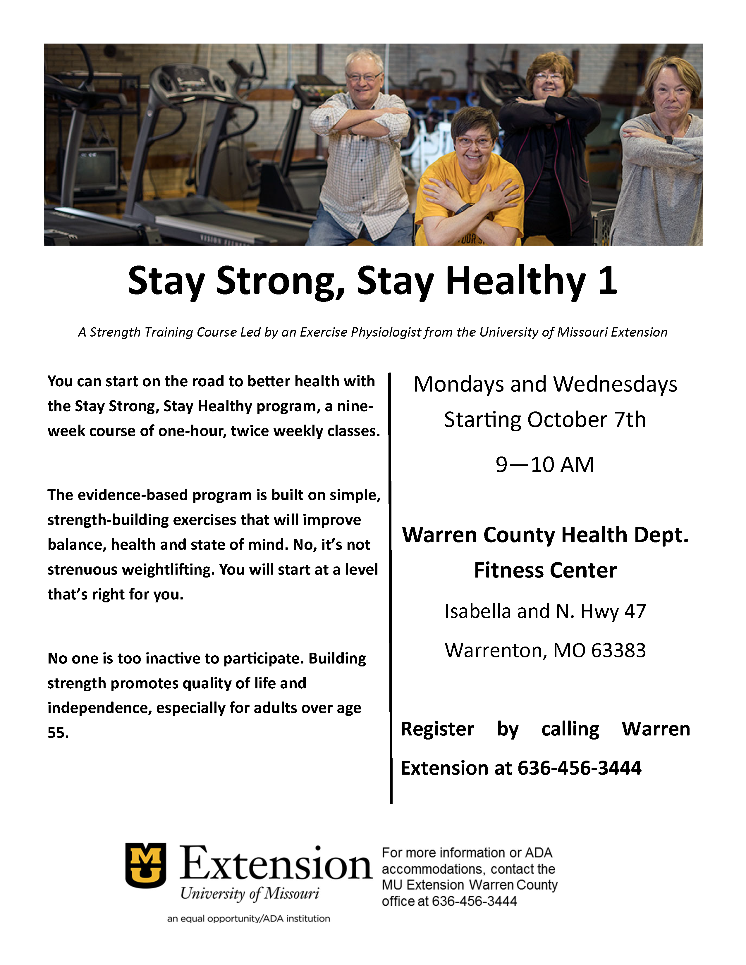 Read more about the article Senior Exercise Classes at Fitness Ctr.