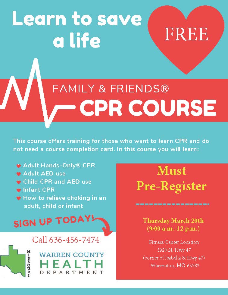 Read more about the article March 20th Family & Friends CPR- FREE 9a-12p