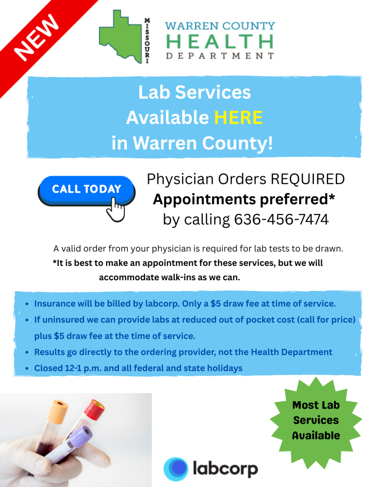 Lab services via LabCorp at the Health Department